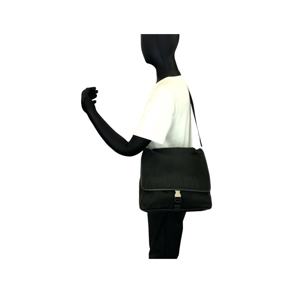 Prada Shoulder Bag Nylon, Leather Black Silvermetal Shoulder Bag Messenger Bag Test Triangle With