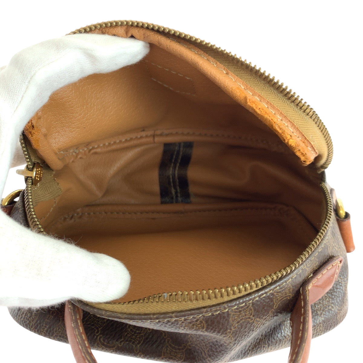 Celine Shoulder Bag Pvc Dark Brown Brown Gold Metal Shoulder Bag Vanity Bag 2Way Macadam Women