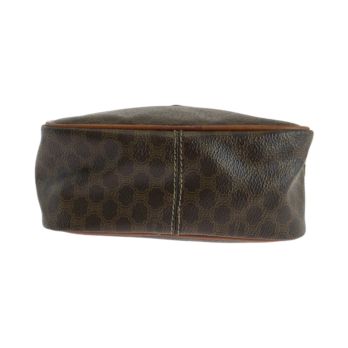 Celine Shoulder Bag Pvc Dark Brown Brown Gold Metal Shoulder Bag Vanity Bag 2Way Macadam Women