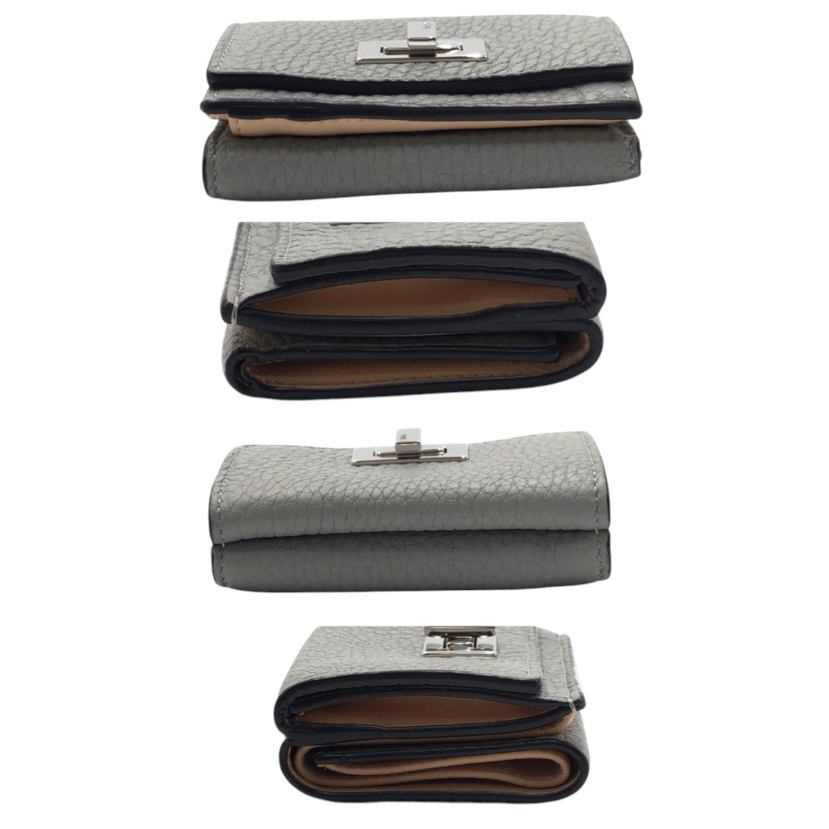 Fendi Tri-Fold Wallet 8M0426 A91B 229 2018 Leather Grey Silvermetal Peekaboo