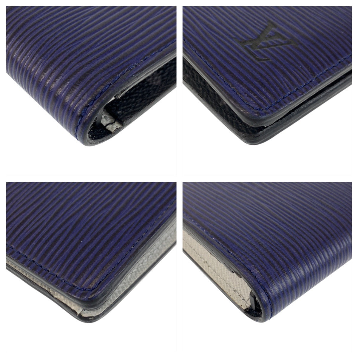 Louis Vuitton Long Wallet Purse M81371 Leather Navy White Long Wallet Purse Epi Monogram Eclipse