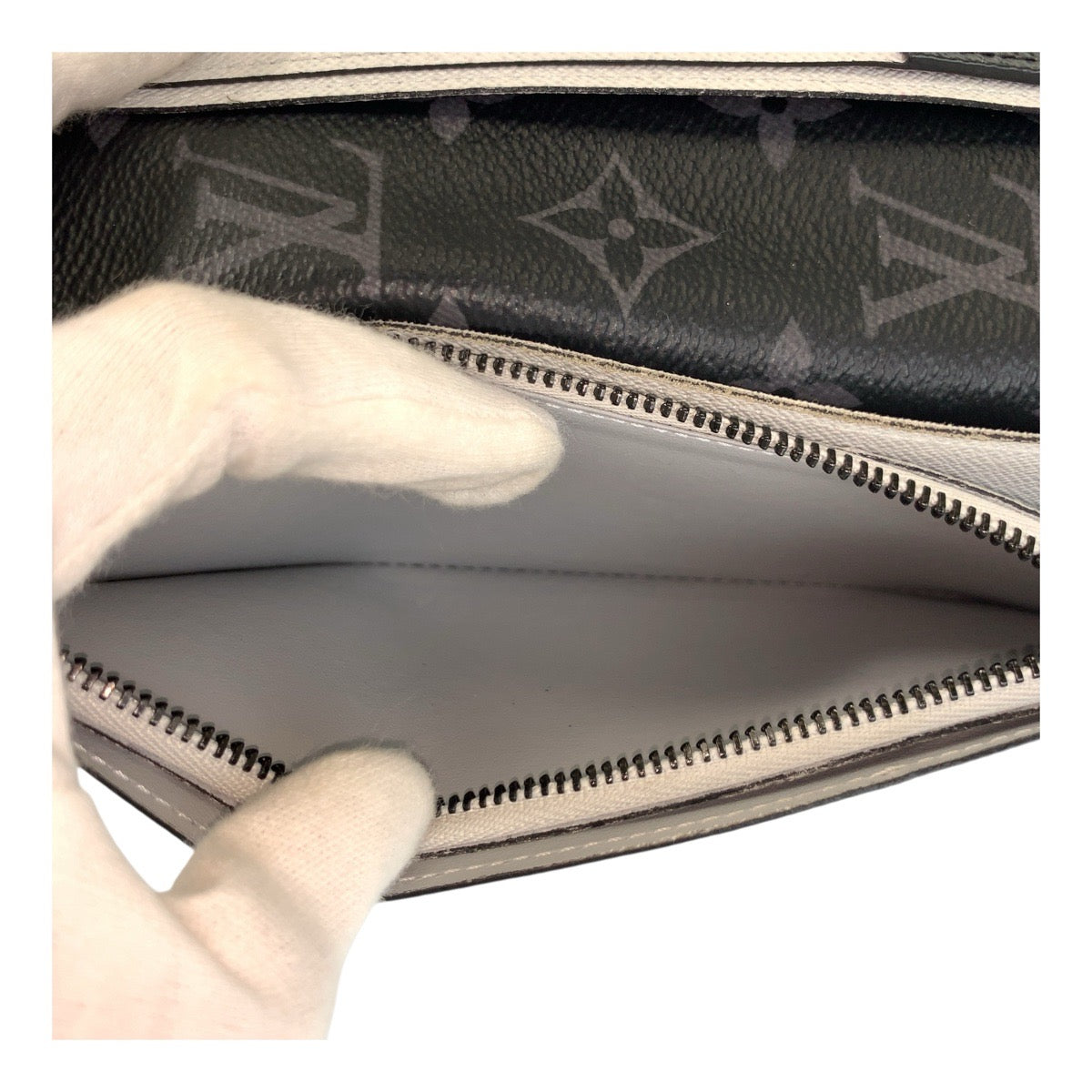Louis Vuitton Long Wallet Purse M81371 Leather Navy White Long Wallet Purse Epi Monogram Eclipse