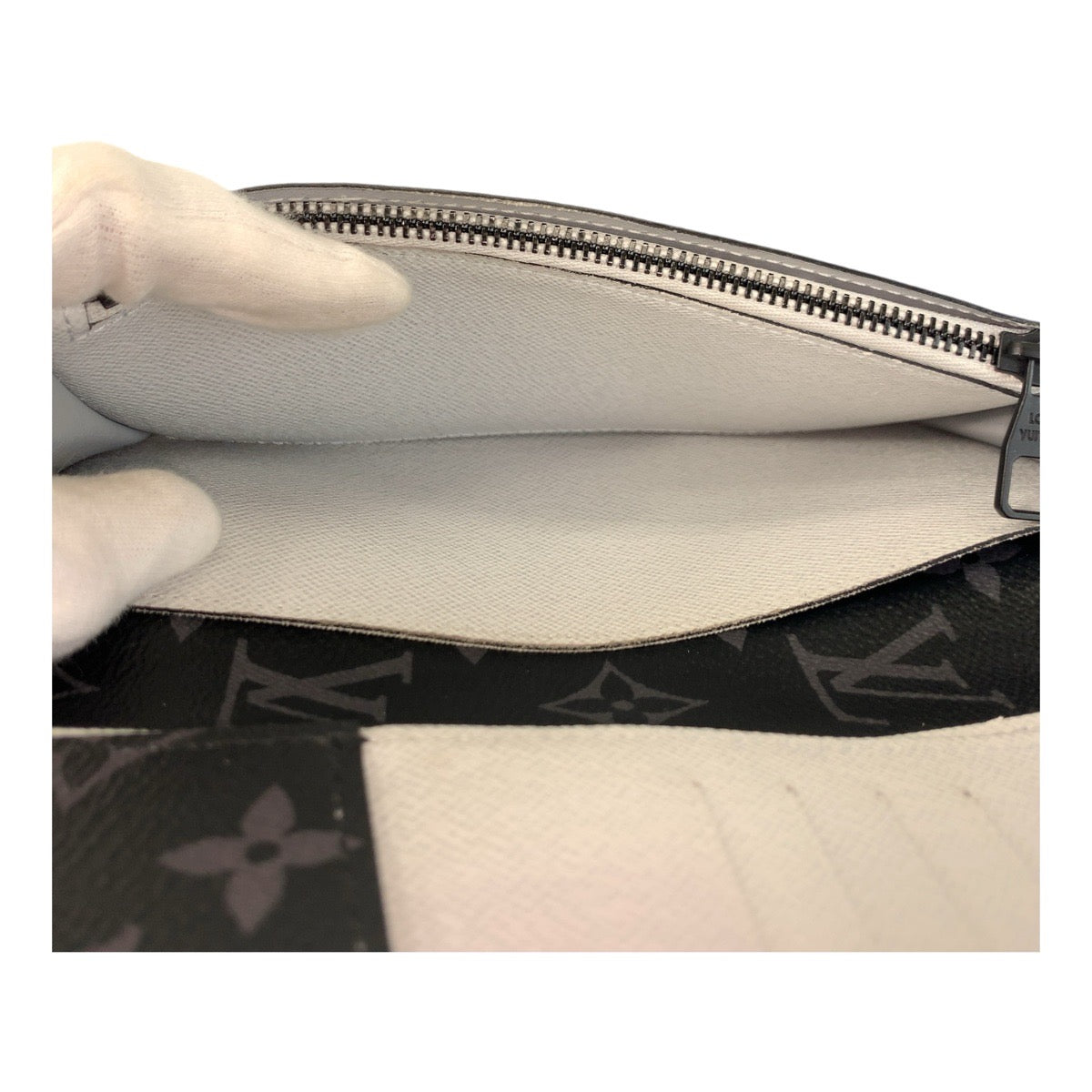 Louis Vuitton Long Wallet Purse M81371 Leather Navy White Long Wallet Purse Epi Monogram Eclipse