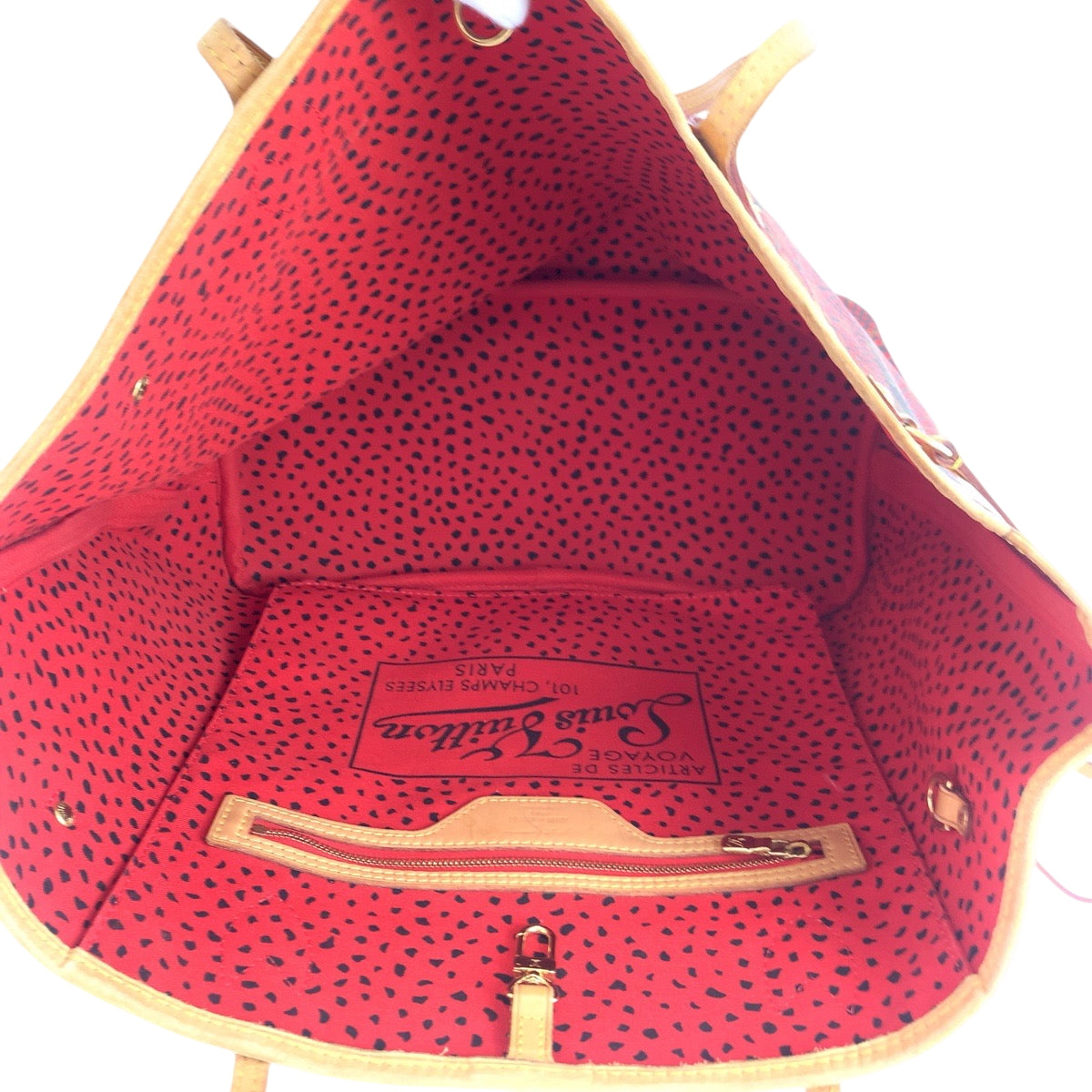 Louis Vuitton Tote Bag M40686 Pvc Red Brown Gold Metal Tote Bag Shoulder Bag Monogram Wave Yayoi