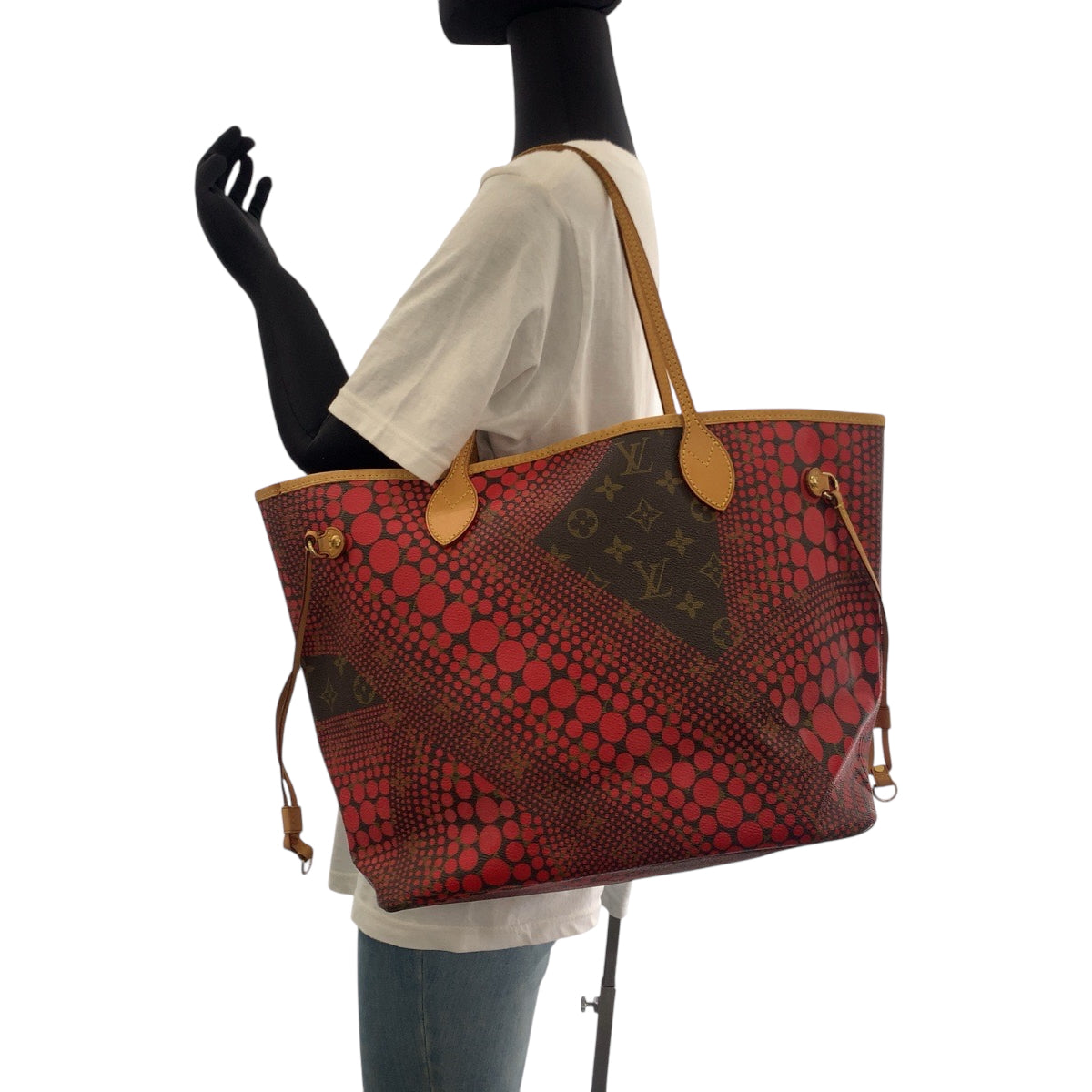 Louis Vuitton Tote Bag M40686 Pvc Red Brown Gold Metal Tote Bag Shoulder Bag Monogram Wave Yayoi