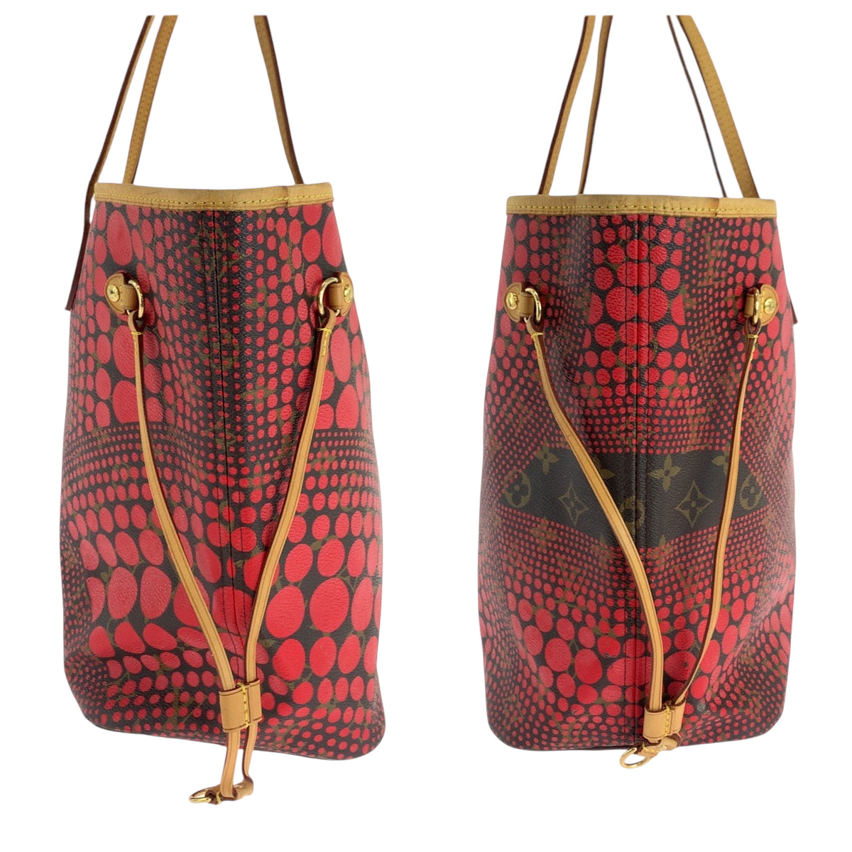 Louis Vuitton Tote Bag M40686 Pvc Red Brown Gold Metal Tote Bag Shoulder Bag Monogram Wave Yayoi