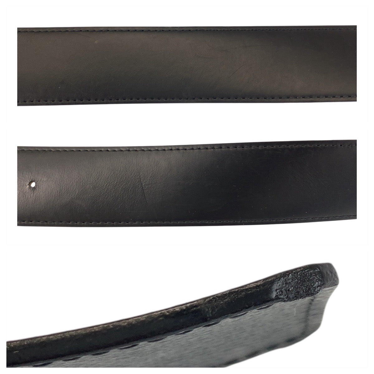 Louis Vuitton Belt M9043 Pvc, Leather Black Silvermetal Monogram Eclipse Saintur Lv Initial Mens 42