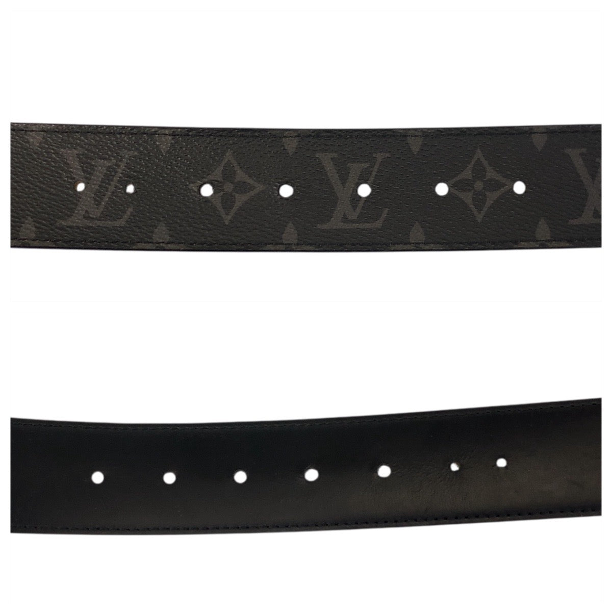 Louis Vuitton Belt M9043 Pvc, Leather Black Silvermetal Monogram Eclipse Saintur Lv Initial Mens 42