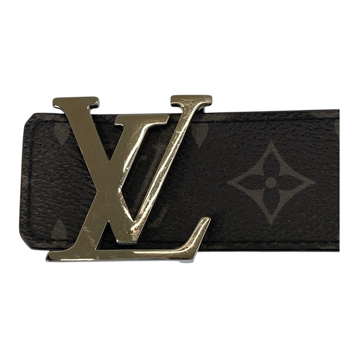 Louis Vuitton Belt M9043 Pvc, Leather Black Silvermetal Monogram Eclipse Saintur Lv Initial Mens 42