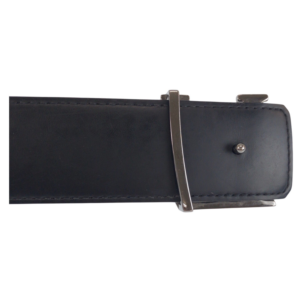 Louis Vuitton Belt M9043 Pvc, Leather Black Silvermetal Monogram Eclipse Saintur Lv Initial Mens 42