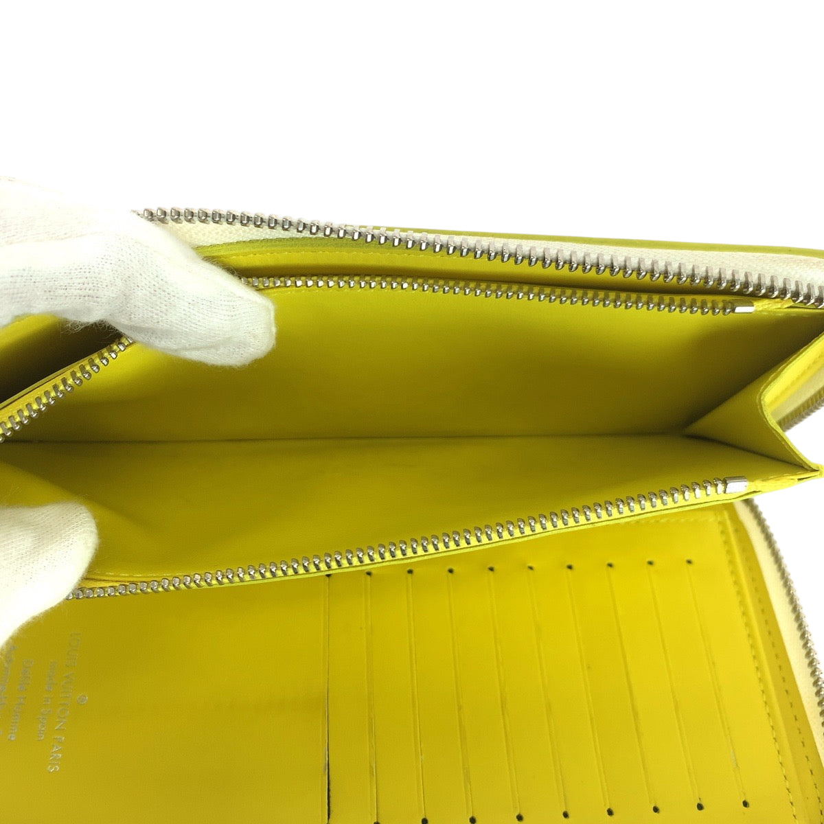 Louis Vuitton Long Wallet Purse M80852 Leather Yellow White Silvermetal Long Wallet Purse Zip