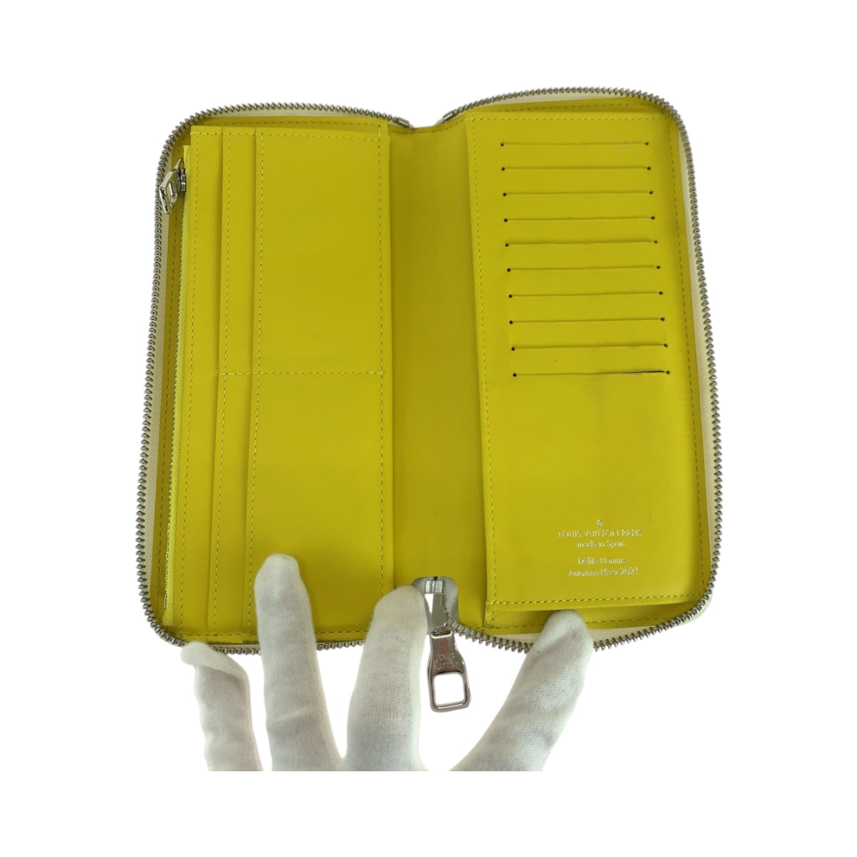 Louis Vuitton Long Wallet Purse M80852 Leather Yellow White Silvermetal Long Wallet Purse Zip