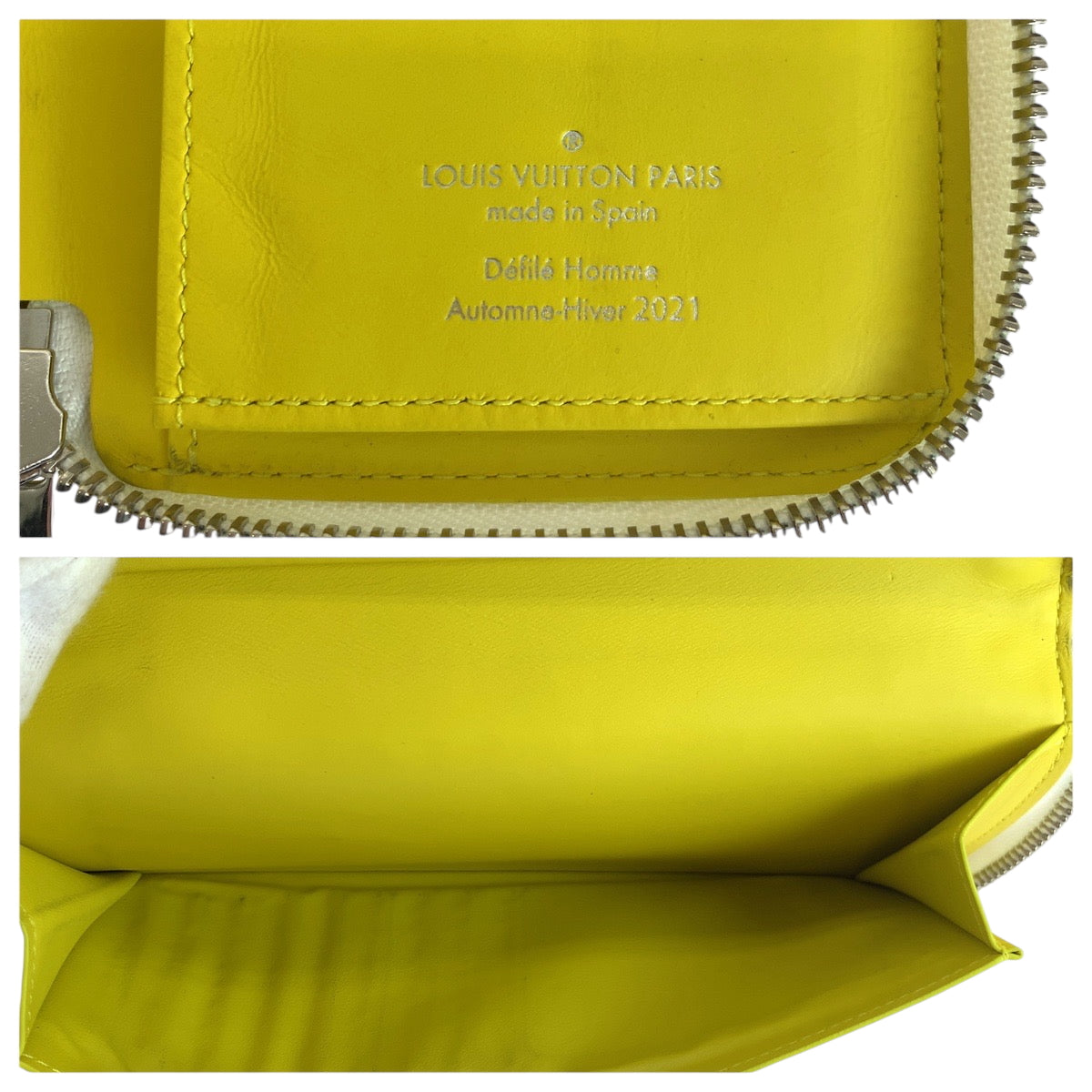 Louis Vuitton Long Wallet Purse M80852 Leather Yellow White Silvermetal Long Wallet Purse Zip
