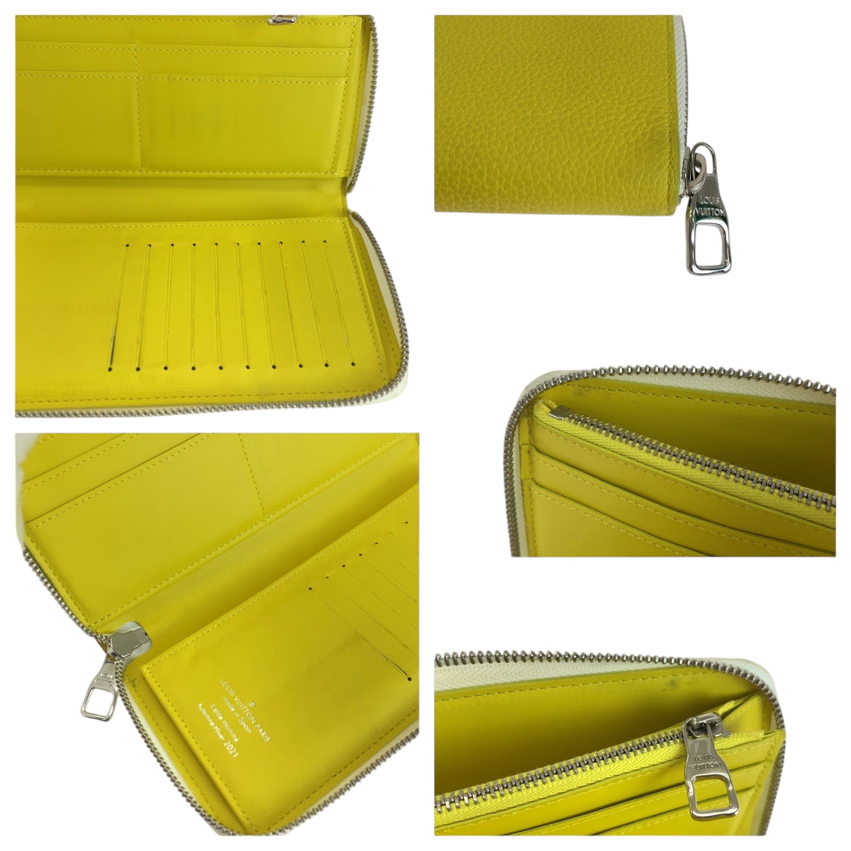 Louis Vuitton Long Wallet Purse M80852 Leather Yellow White Silvermetal Long Wallet Purse Zip