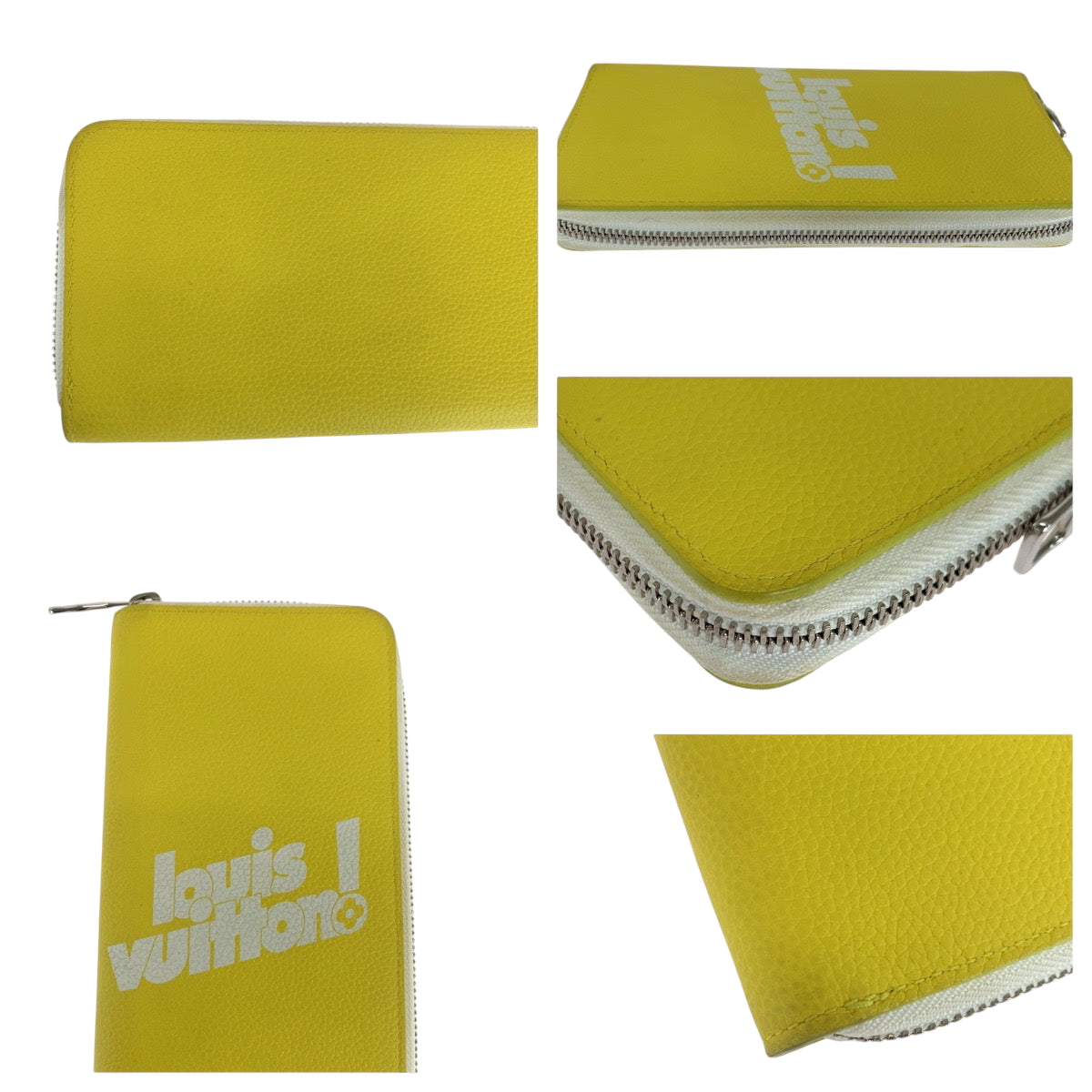 Louis Vuitton Long Wallet Purse M80852 Leather Yellow White Silvermetal Long Wallet Purse Zip
