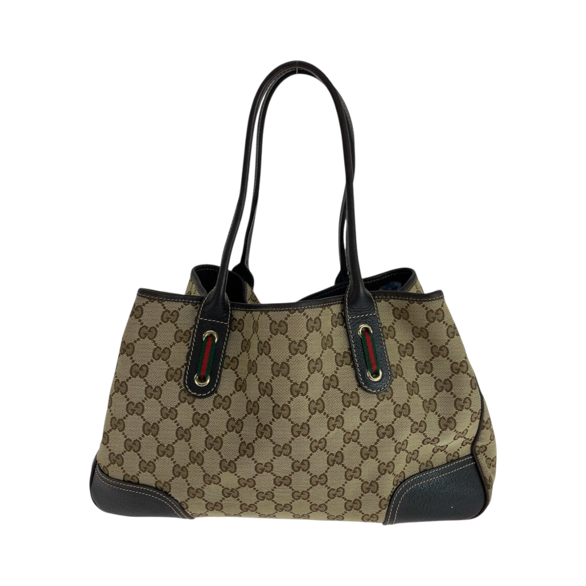 Gucci Tote Bag 163805 Gg Canvas Beige Brown Gold Metal Tote Bag Shoulder Bag Sherry Line Pretty