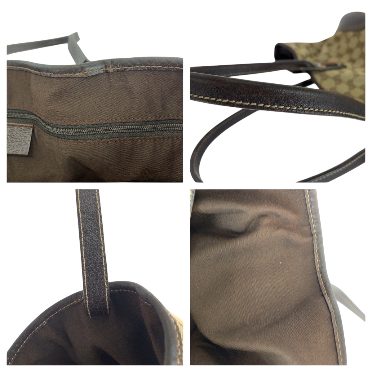 Gucci Tote Bag 163805 Gg Canvas Beige Brown Gold Metal Tote Bag Shoulder Bag Sherry Line Pretty