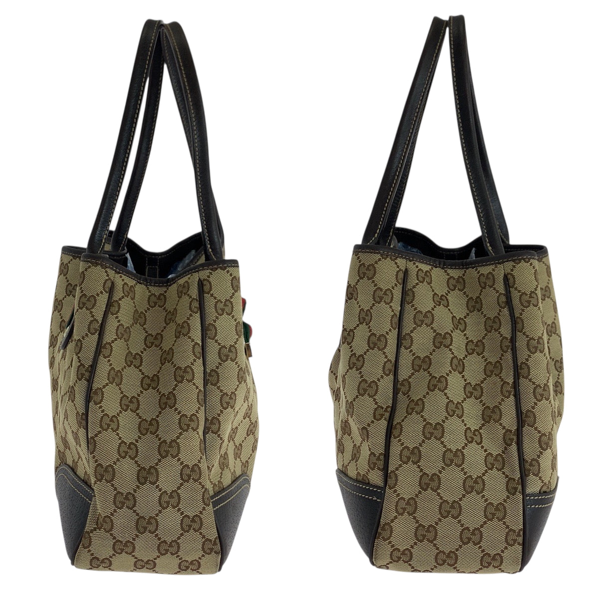 Gucci Tote Bag 163805 Gg Canvas Beige Brown Gold Metal Tote Bag Shoulder Bag Sherry Line Pretty