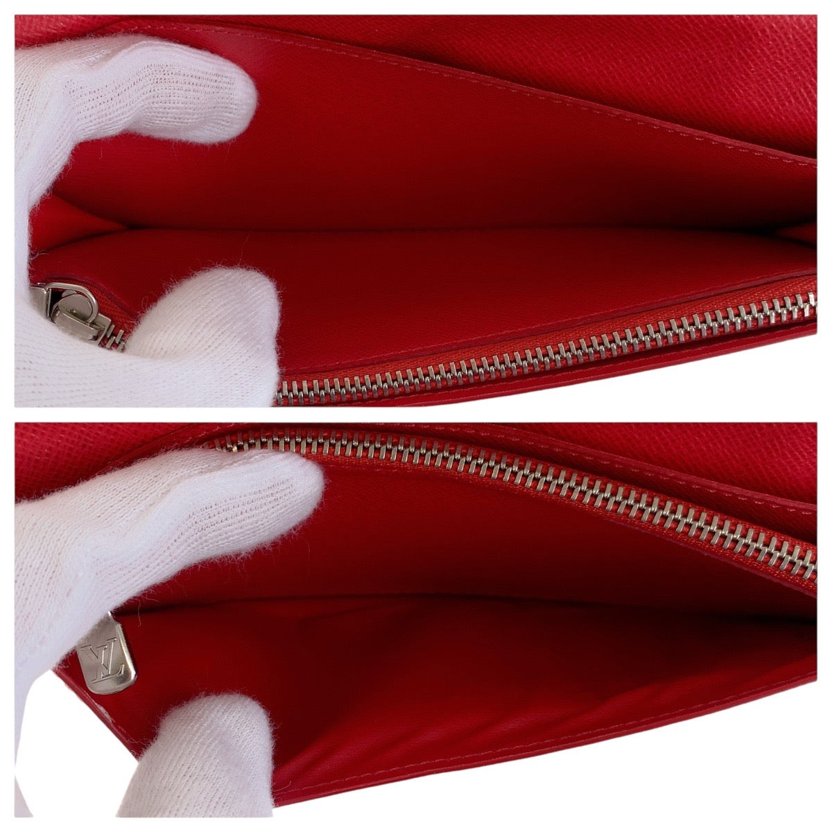 Louis Vuitton Long Wallet Purse M63434 Leather Blue Marine Navy Red Silvermetal Long Wallet Purse