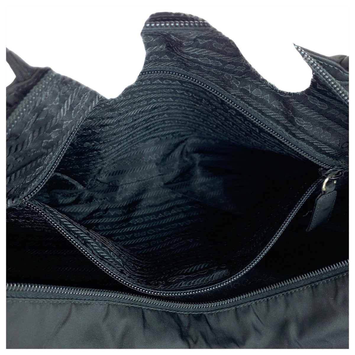 Prada Tote Bag Nylon Black Silvermetal Tote Bag Shoulder Bag Test Triangle With Logo Women