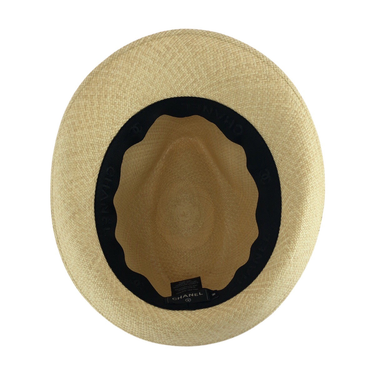 Chanel Hat Straw Beige Gray Coco Mark M