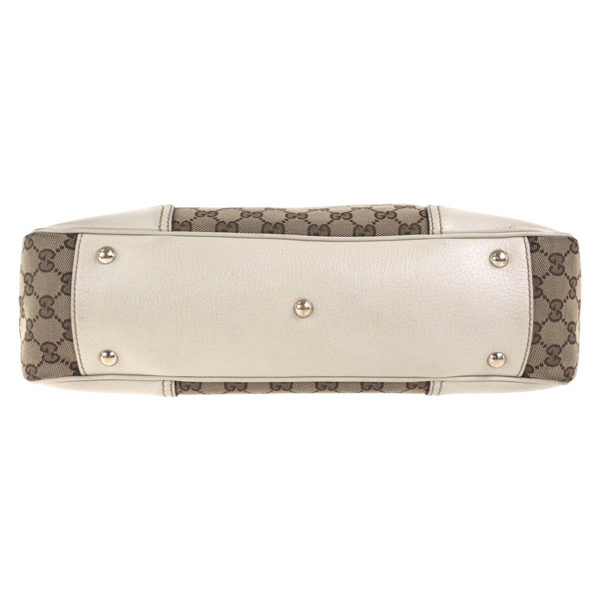 Gucci Tote Bag 168805 Gg Canvas, Leather Beige Ivory Gold Metal Tote Bag Shoulder Bag Sherry Line