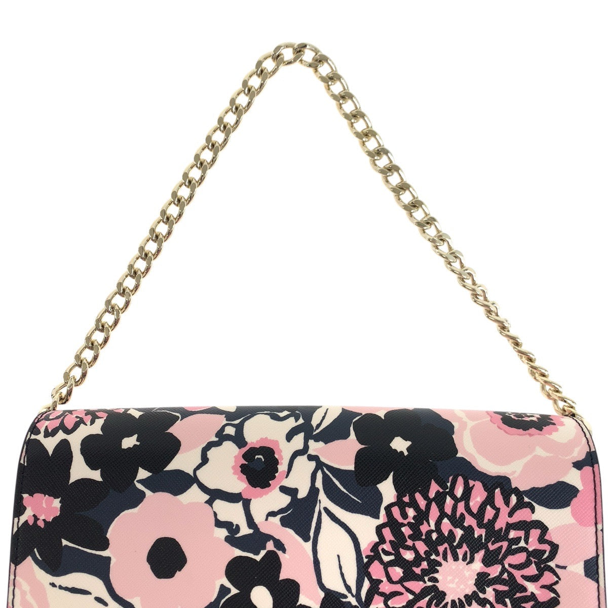 Kate Spade Shoulder Bag Pvc Pink Black Gold Metal Shoulder Bag Pochette Flour Women