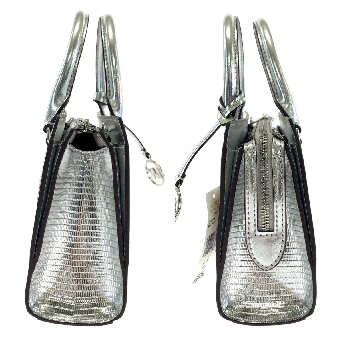 Michael Kors Shoulder Bag Leather Silver Silvermetal Shoulder Bag Handbag 2Way Sheila Logo Women