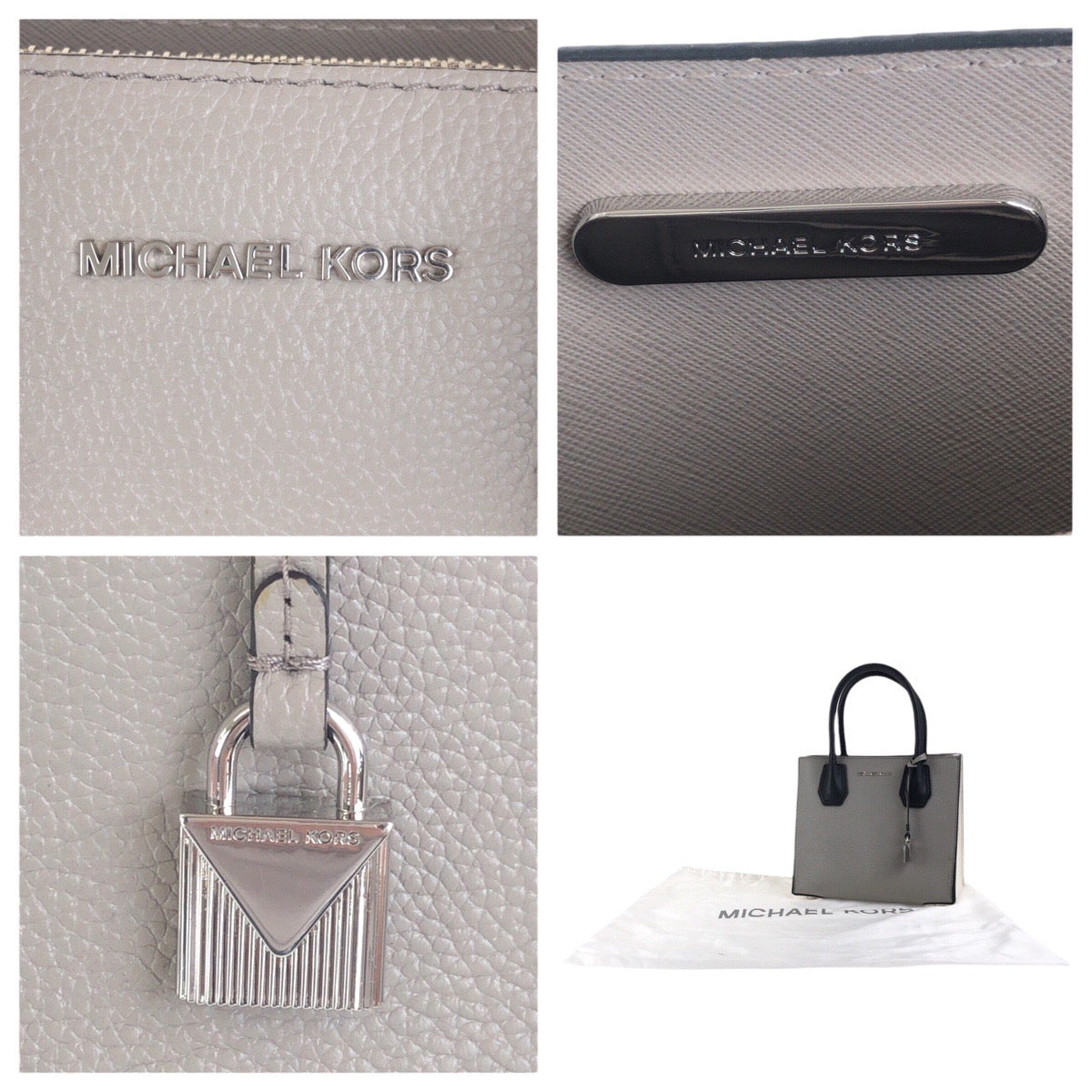 Michael Kors Tote Bag Leather Grey Multicolor Silvermetal Tote Bag Shoulder Bag 2Way Women