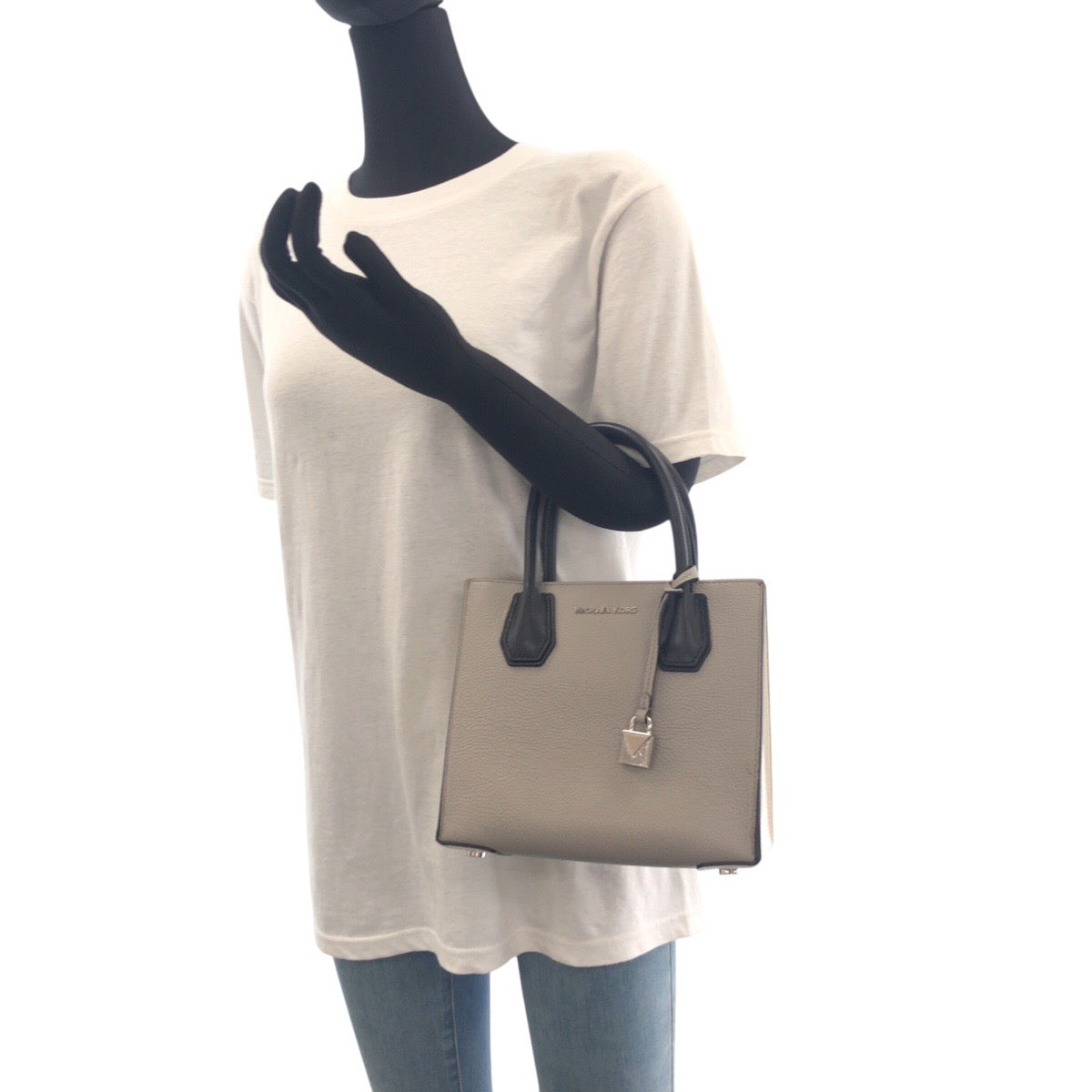Michael Kors Tote Bag Leather Grey Multicolor Silvermetal Tote Bag Shoulder Bag 2Way Women