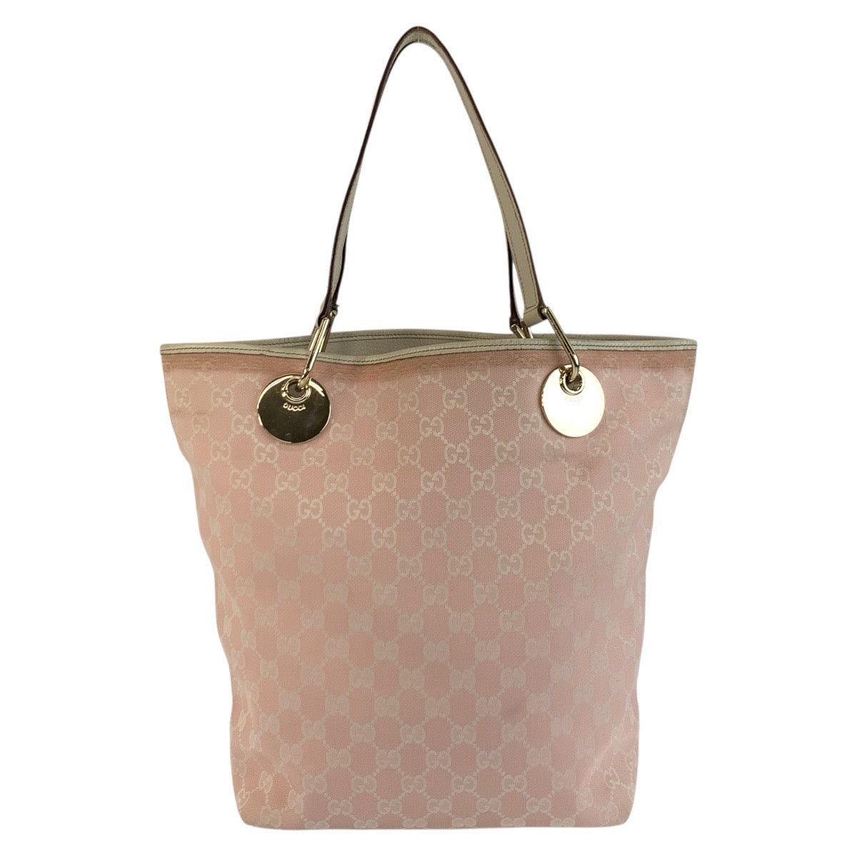 Gucci Tote Bag 120836 Gg Canvas, Leather Pink White Gold Metal Tote Bag Shoulder Bag Women