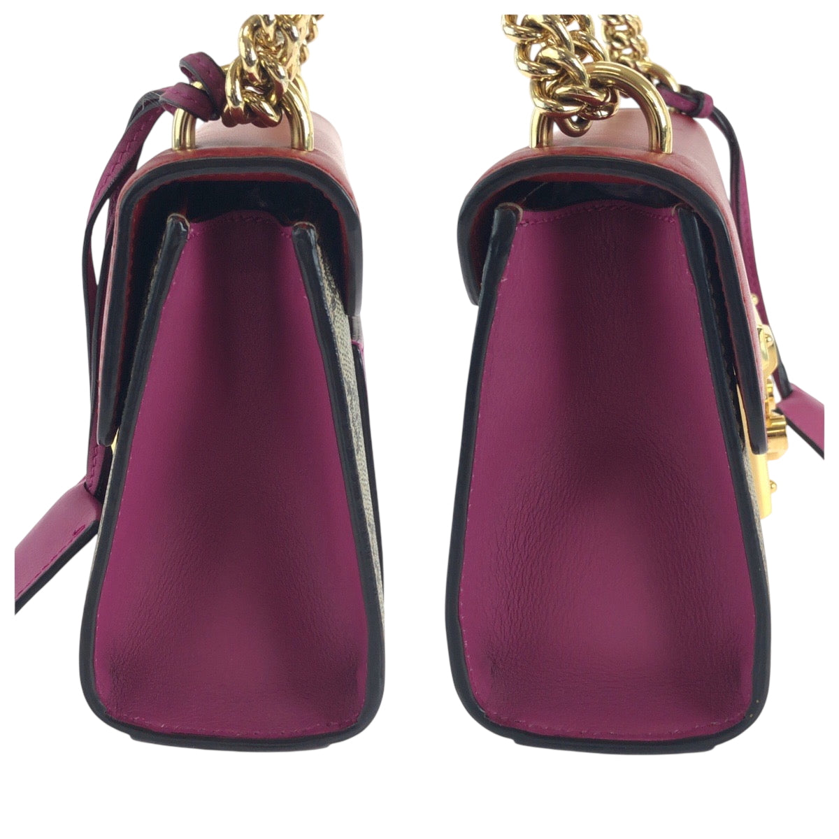 Gucci Shoulder Bag 409487 Gg Supreme Canvas Red Pink Brown Gold Metal Chainshoulder Bag Pochette