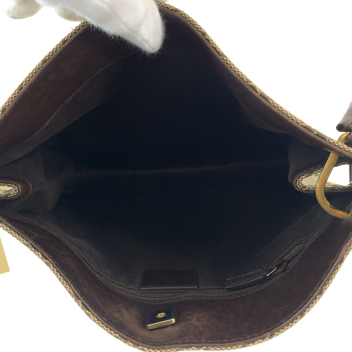 Gucci Shoulder Bag 91762 Gg Canvas Beige Brown Gold Metal Shoulder Bag Pochette Plate Charm Women