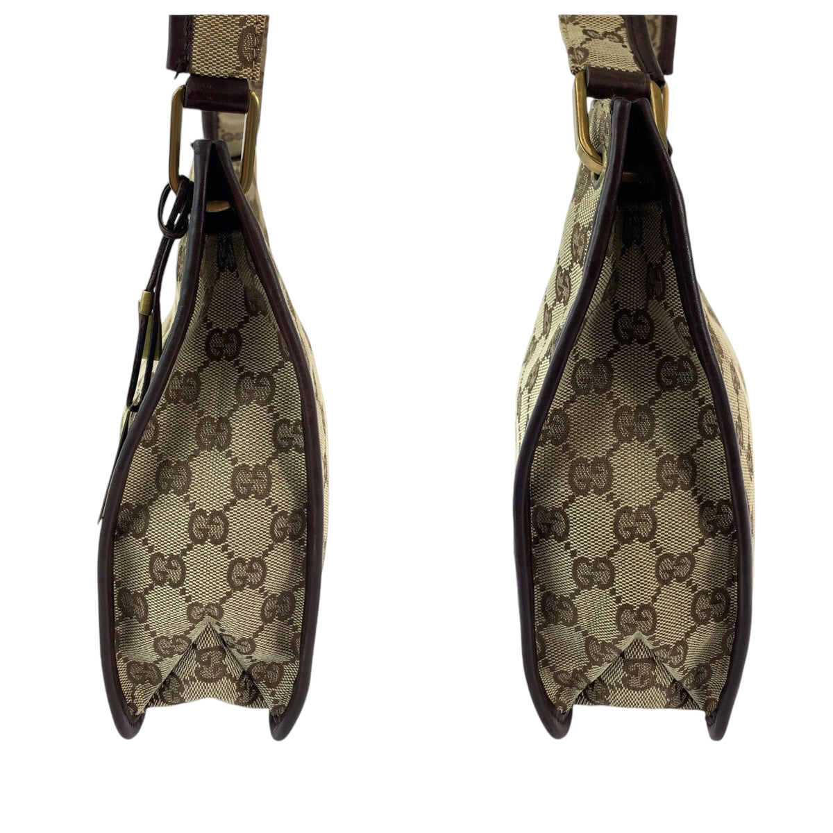 Gucci Shoulder Bag 91762 Gg Canvas Beige Brown Gold Metal Shoulder Bag Pochette Plate Charm Women