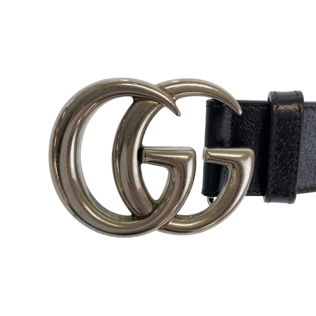 Gucci Belt 525040 Leather Black Belt Buckle 33.1"/34" Unisex Marmont Gg Logo Mens(Unisex) 34
