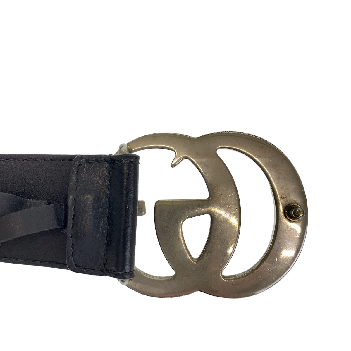 Gucci Belt 525040 Leather Black Belt Buckle 33.1"/34" Unisex Marmont Gg Logo Mens(Unisex) 34