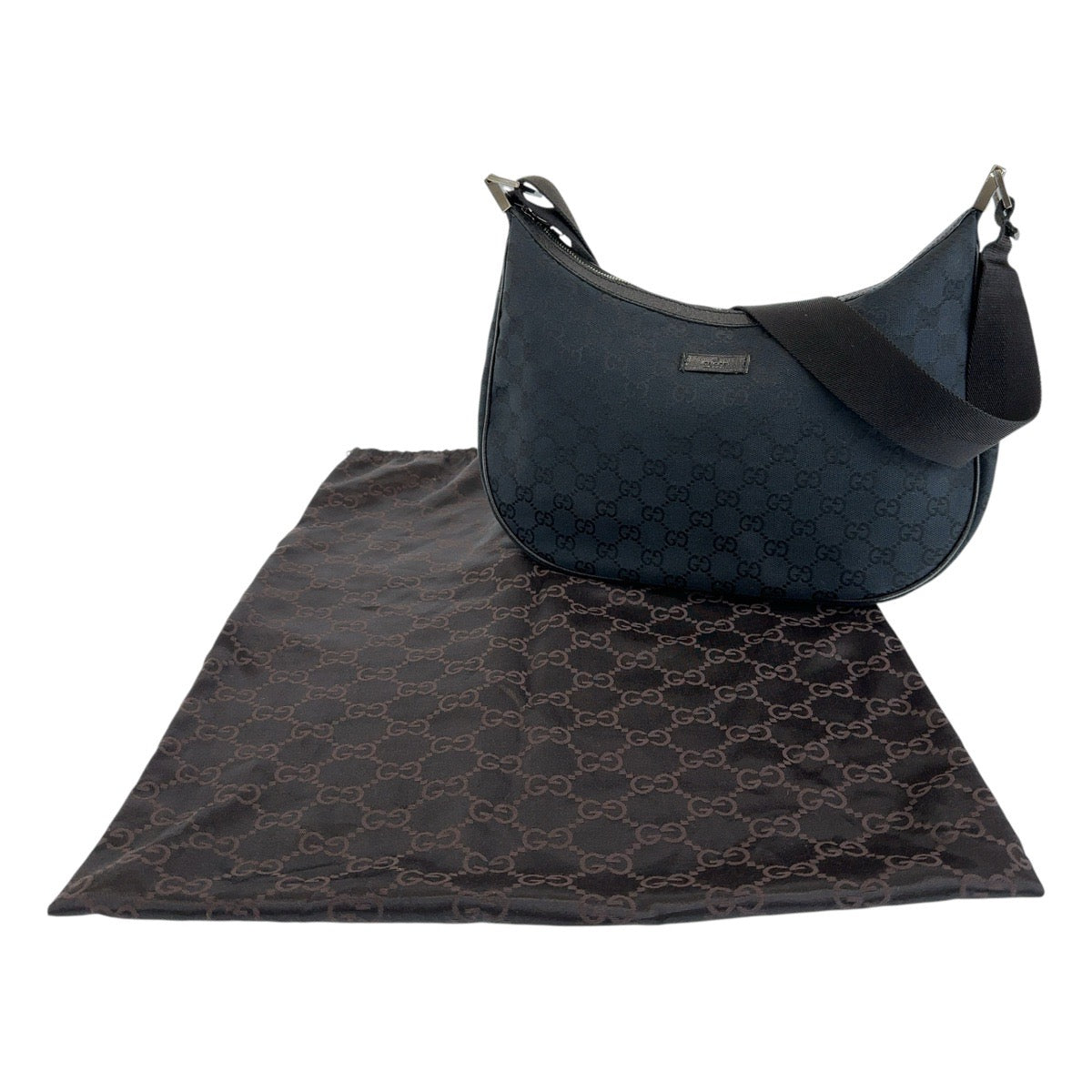 Gucci Shoulder Bag 122790 Gg Canvas Black Silvermetal Crossbody Shoulder Bag Women