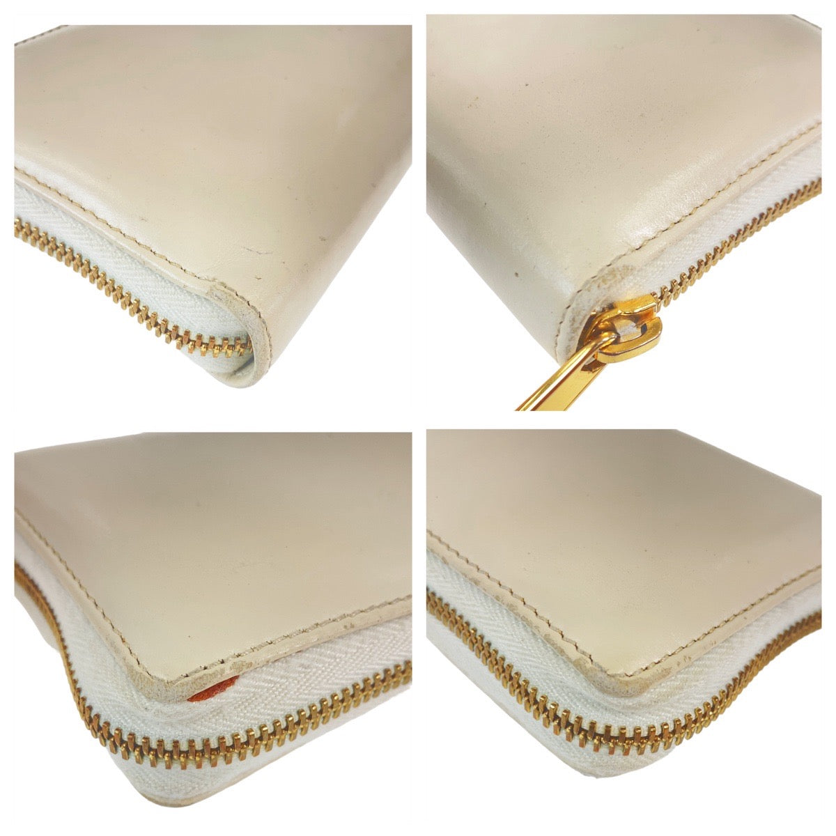 Gucci Long Wallet Purse 621889 Leather Off White Gold Metal Long Wallet Purse Round Zip Horsebit