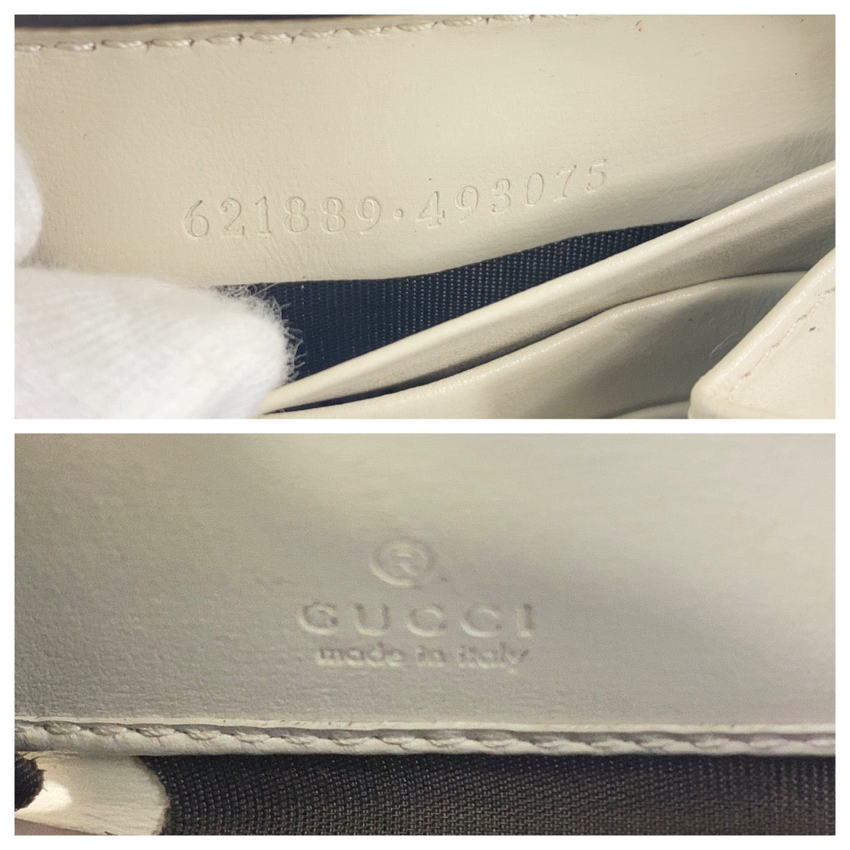 Gucci Long Wallet Purse 621889 Leather Off White Gold Metal Long Wallet Purse Round Zip Horsebit