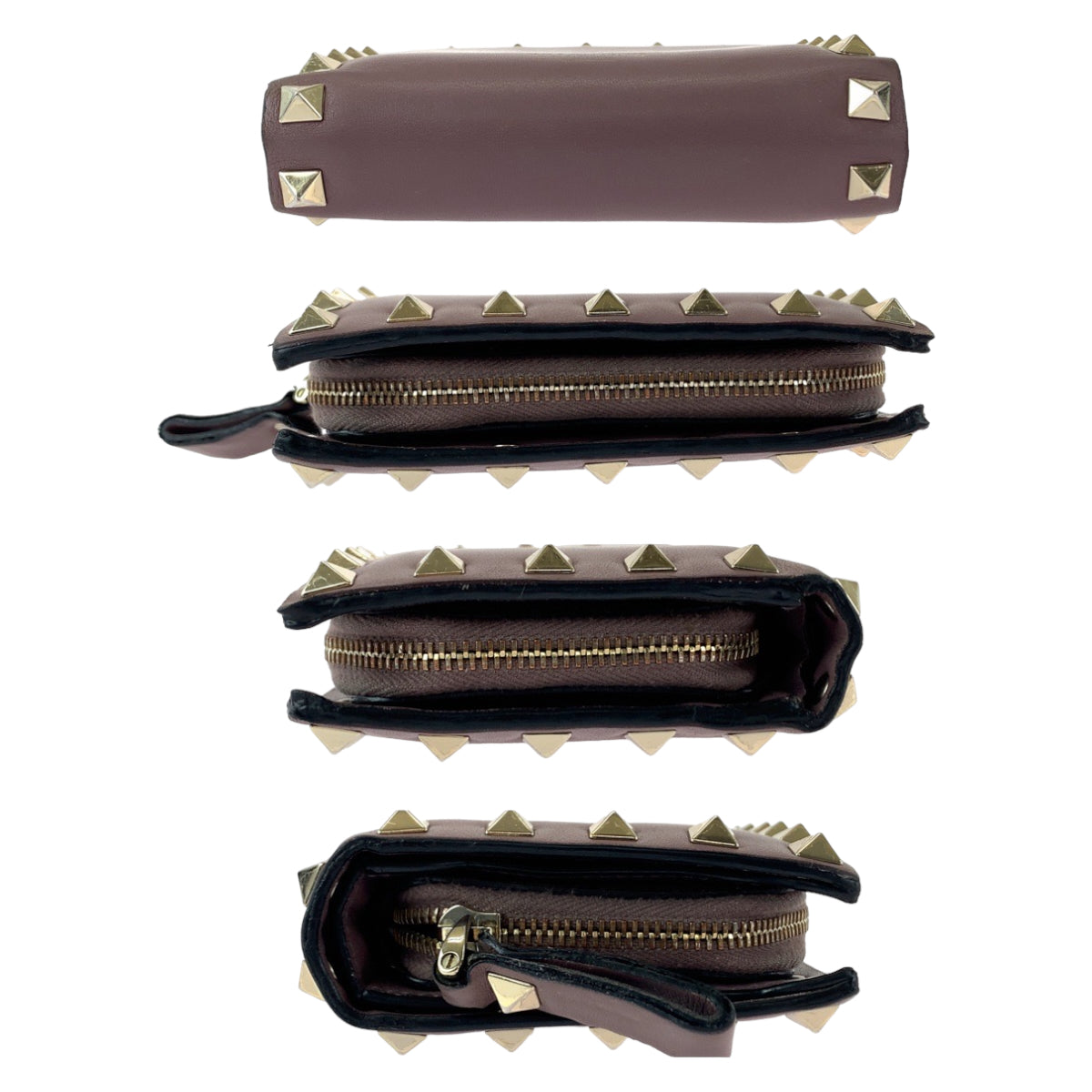 Valentino Bifold Wallet Tw2P0620Bol416 Leather Purple Folding Wallet Compact Wallet Rock Studs Women