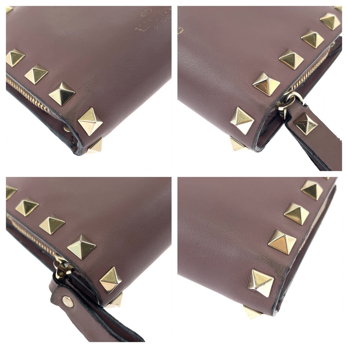 Valentino Bifold Wallet Tw2P0620Bol416 Leather Purple Folding Wallet Compact Wallet Rock Studs Women