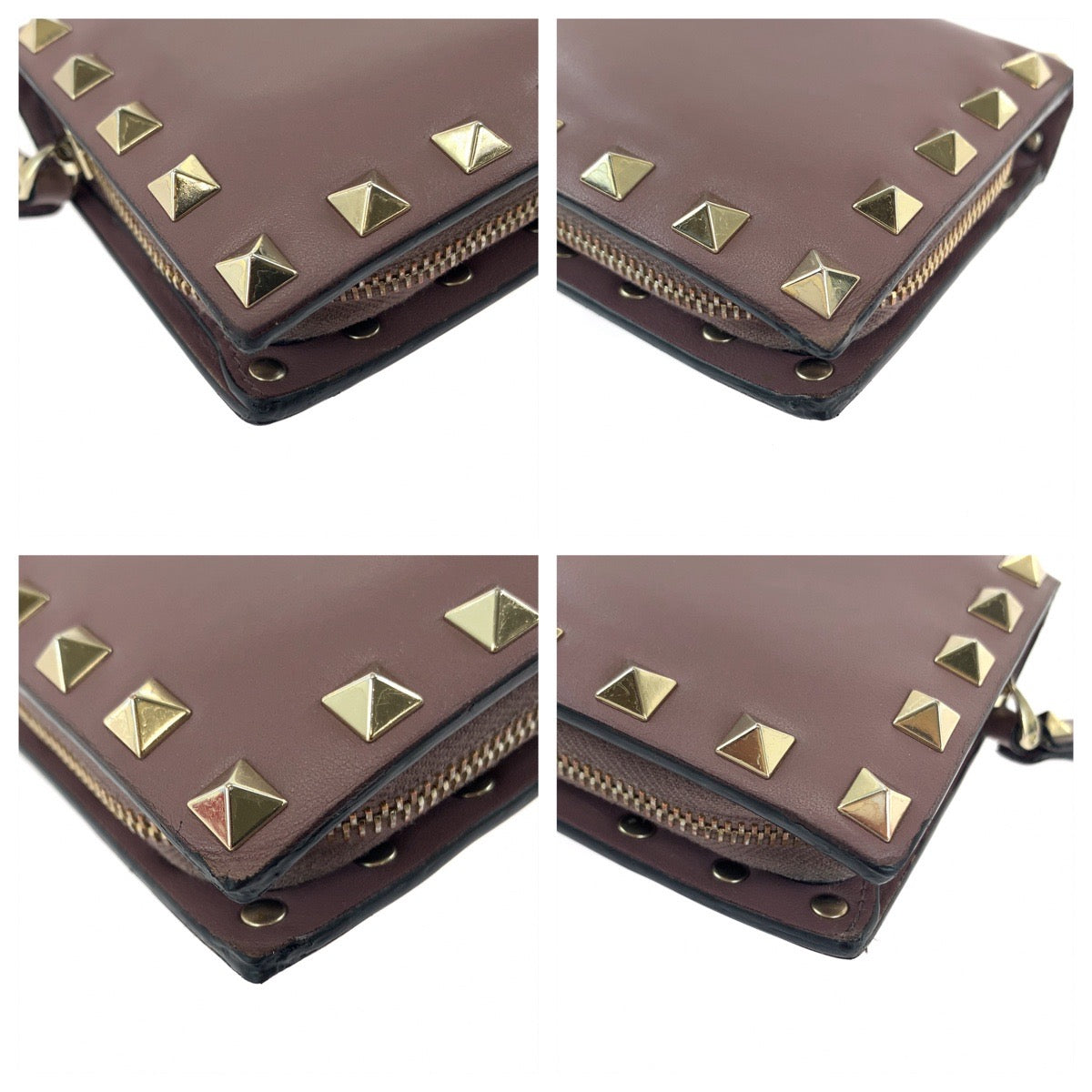 Valentino Bifold Wallet Tw2P0620Bol416 Leather Purple Folding Wallet Compact Wallet Rock Studs Women