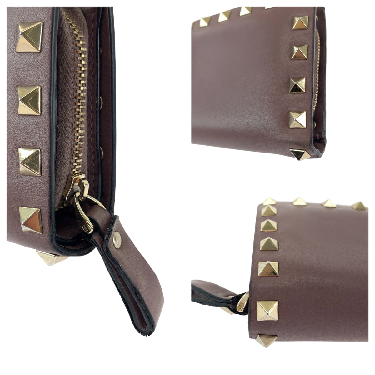 Valentino Bifold Wallet Tw2P0620Bol416 Leather Purple Folding Wallet Compact Wallet Rock Studs Women