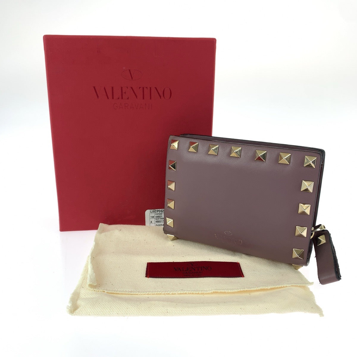 Valentino Bifold Wallet Tw2P0620Bol416 Leather Purple Folding Wallet Compact Wallet Rock Studs Women