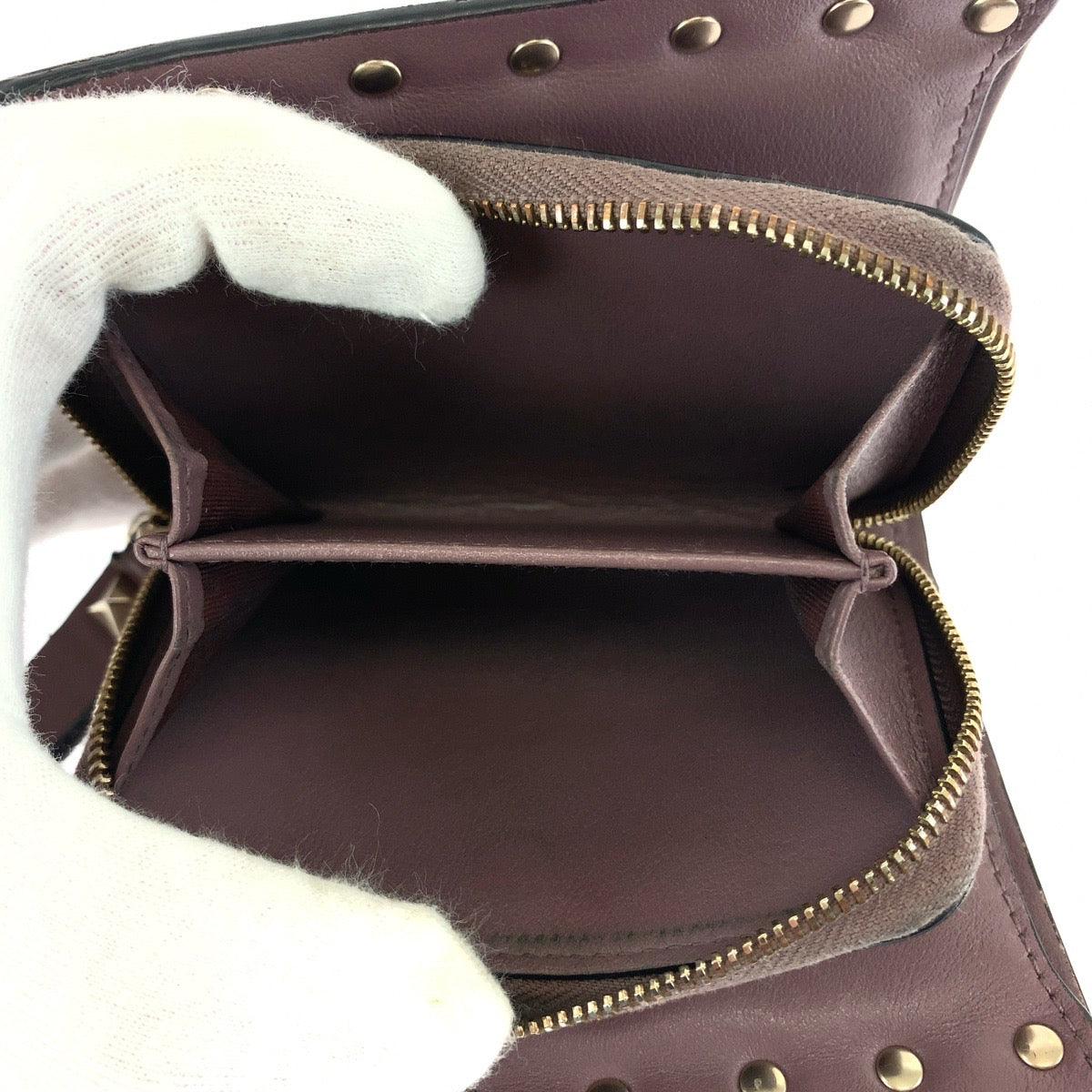 Valentino Bifold Wallet Tw2P0620Bol416 Leather Purple Folding Wallet Compact Wallet Rock Studs Women