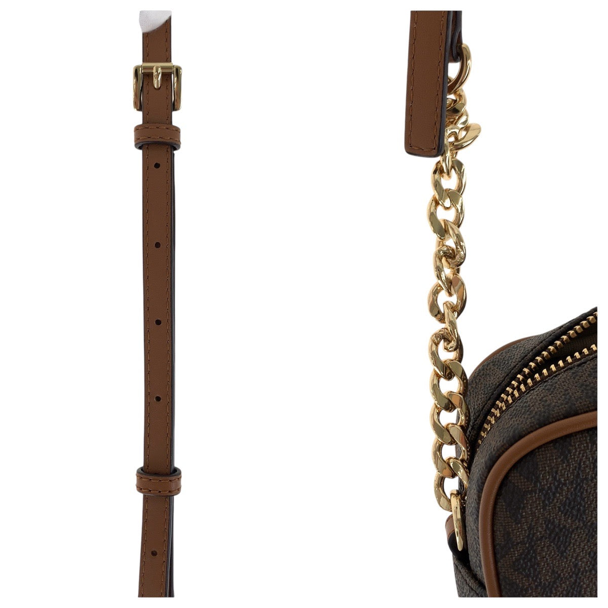 Michael Kors Shoulder Bag Pvc, Leather Brown Gold Metal Shoulder Bag Pochette Women
