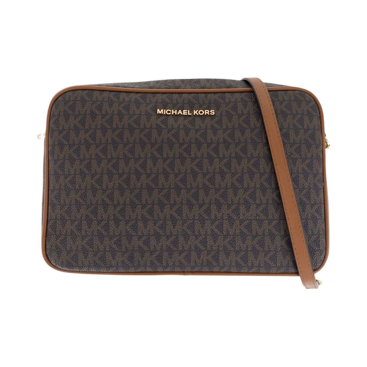 Michael Kors Shoulder Bag Pvc, Leather Brown Gold Metal Shoulder Bag Pochette Women