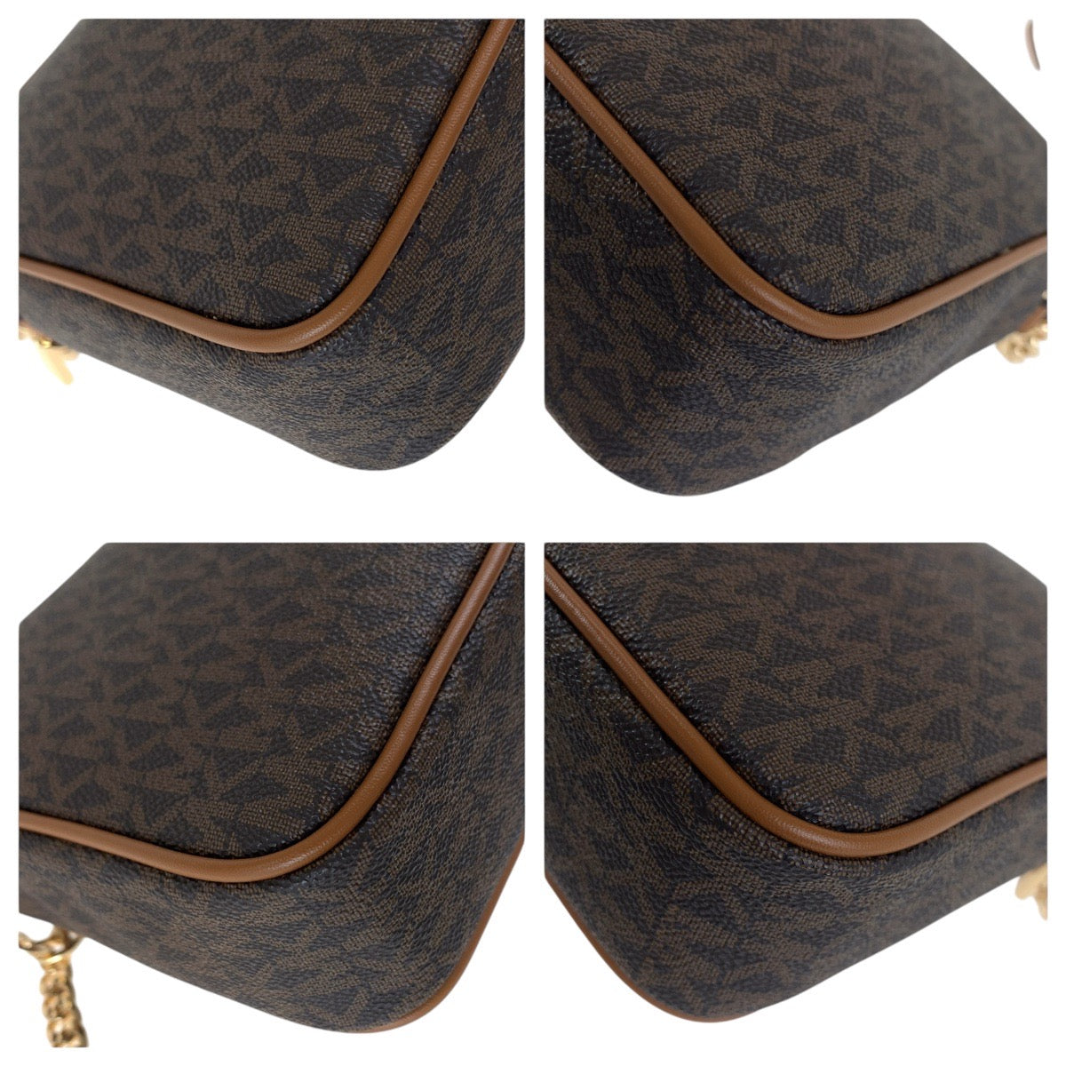 Michael Kors Shoulder Bag Pvc, Leather Brown Gold Metal Shoulder Bag Pochette Women