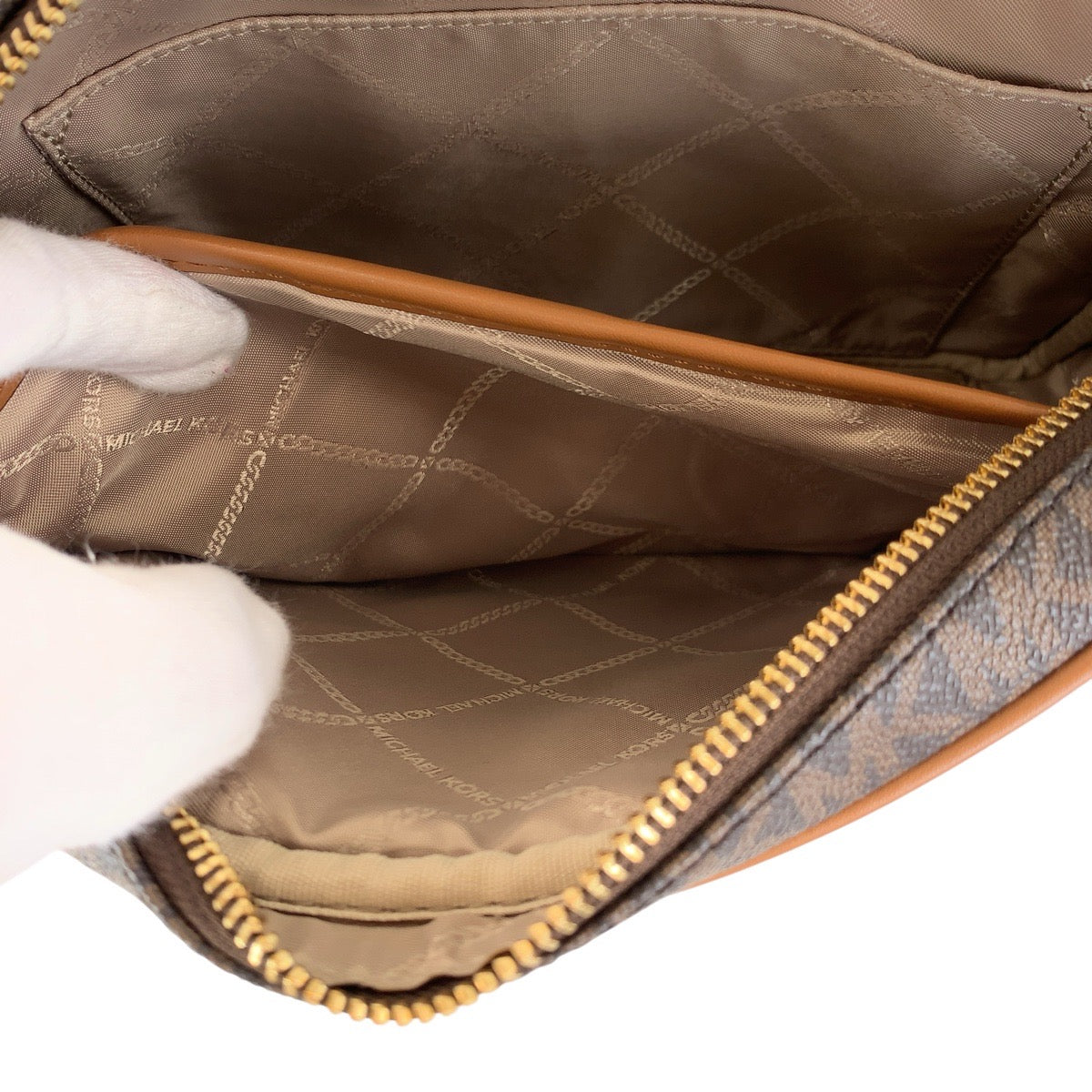 Michael Kors Shoulder Bag Pvc, Leather Brown Gold Metal Shoulder Bag Pochette Women