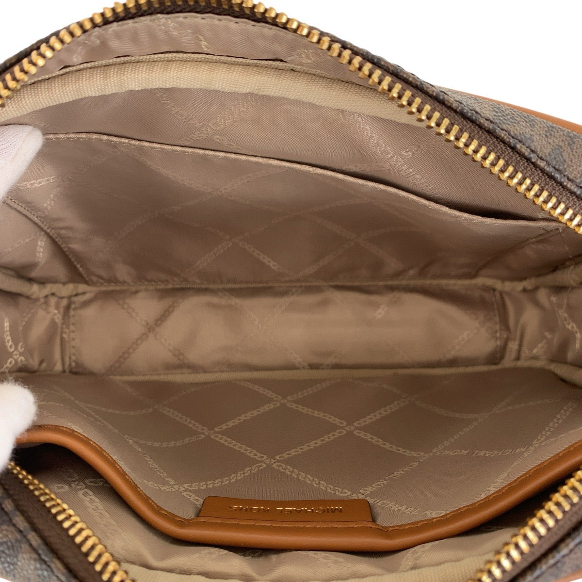 Michael Kors Shoulder Bag Pvc, Leather Brown Gold Metal Shoulder Bag Pochette Women
